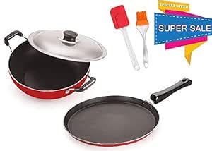 Buy SunRise Non-Stick Aluminium Cookware Set Dosa Tawa and Kadai with ...