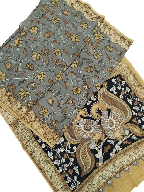 Vibrant Kalamkari Hand Painted Chennur Silk Saree