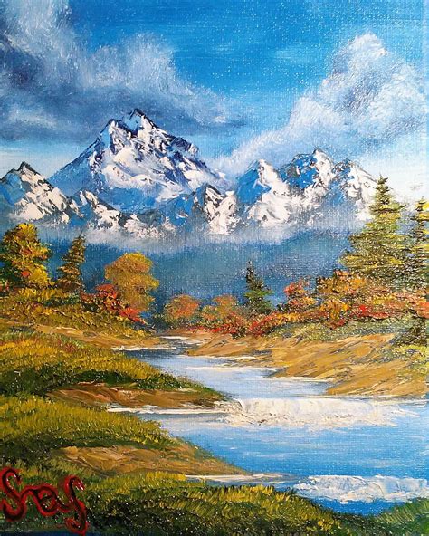 "Mountains" Oil paint on canvas 8" 10" | Lukisan kanvas, Lukisan, Lukisan minyak