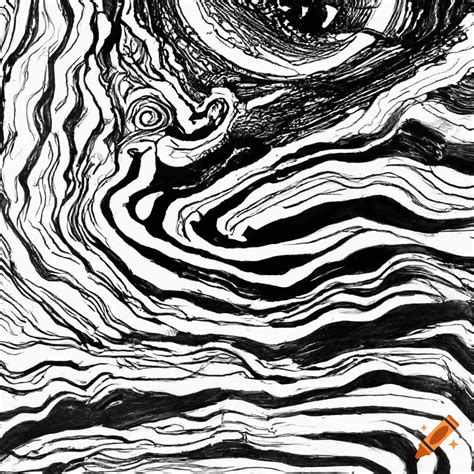 Abstract black and white ink drawing on Craiyon