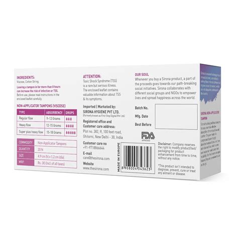 Sirona Now, Periods Made Easy Regular Flow Tampons, 20 Count Price ...