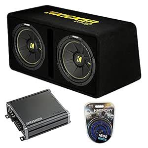 KICKER Bundle Compatible with Universal Vehicle 44DCWC122 CompC Ported ...