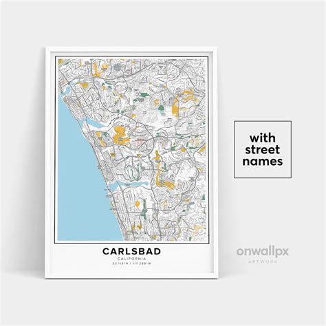 Carlsbad Map Print, Street Names Carlsbad Print, Printable Map of ...