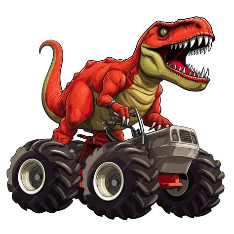 Premium Photo | Tyrannosaurus rex on the quad bike TRex Riding Monster Truck clipart AI Generated