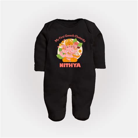 Little Ganesh Devotee Sleep Suit / Full Sleeve Body Suit | Custom Baby ...