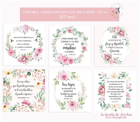 Spanish Printable Mother's Day Bible Verse Cards, Spanish Mom's ...