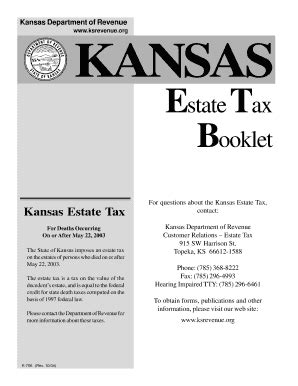 Fillable Online ksrevenue Estate Tax Return and Instructions K-706 ...