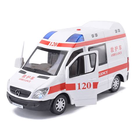 彩珀合金汽车模型梅赛德斯奔驰120救护车儿童回力玩具_乐乐简笔画