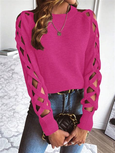 EMERY ROSE Criss Cross Raglan Sleeve Sweater Knit Pullover Fall Winter ...