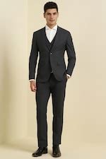 Buy Men Grey Slim Fit Solid Formal Three Piece Suit Online - 39835597 ...