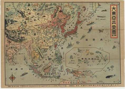 Pictorial map of the Pacific theatre (East and Southeast Asia, and ...