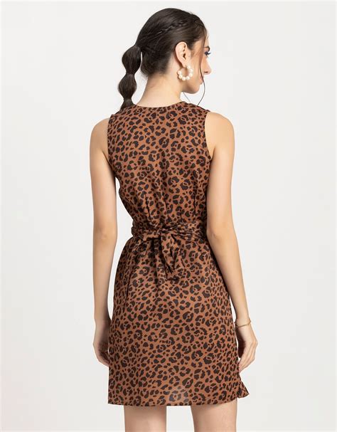 Printed Wrap Mini Dress - Moomaya