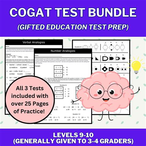 COGAT Practice Tests (ages 9-10) 3rd-4th Grade Practice (gifted ...