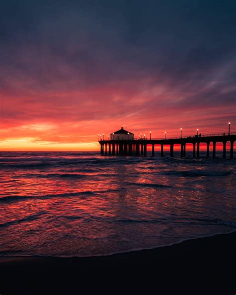 Los Angeles LA Southern California Socal Sunrise Sunset Pier Red Sky ...