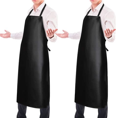 2 Pack Waterproof Rubber Vinyl Apron 40" Aprons for Men Heavy Duty ...