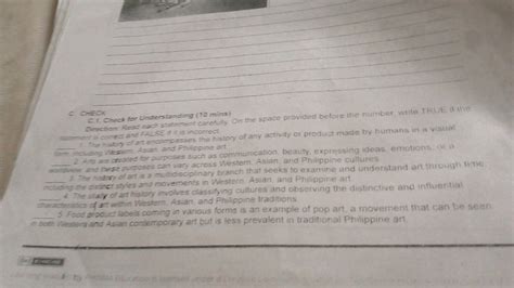 Read each statement carefully. On the space provided before the number, w..