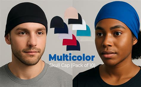 Buy YUV Unisex 95% Cotton 5% Elastane Multicolor Skull Cap (Pack of 10 ...