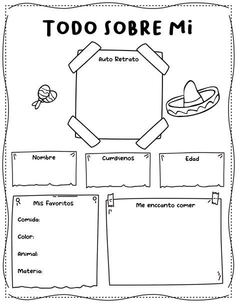 Free all about me in spanish worksheet, Download Free all about me in ...