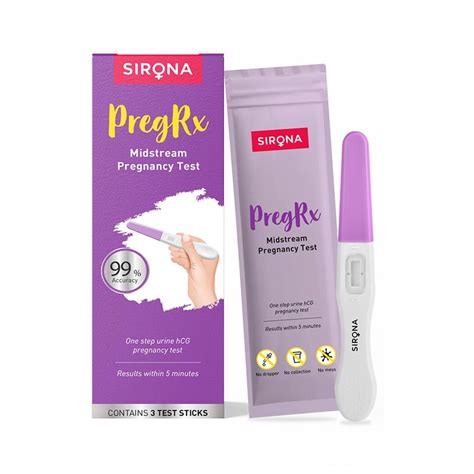 Buy Sirona Pregrx Midstream One Step Urine Hcg Pregnancy Test Kits (3 ...