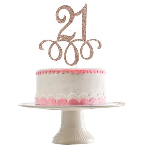 Rose Gold Glittery 21 Cake Topper 21st Birthday Party Decorations ...