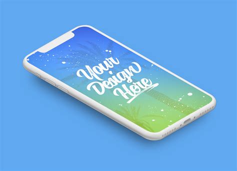 Free iPhone X Vector Isometric Matte / Clay Mockup PSD - Good Mockups