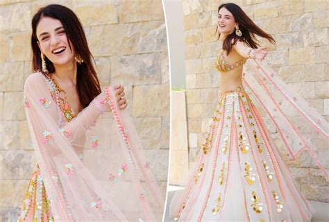 Radhika Madan Sizzles in Hot Shimmer Bralette And Matching Pik Lehenga ...