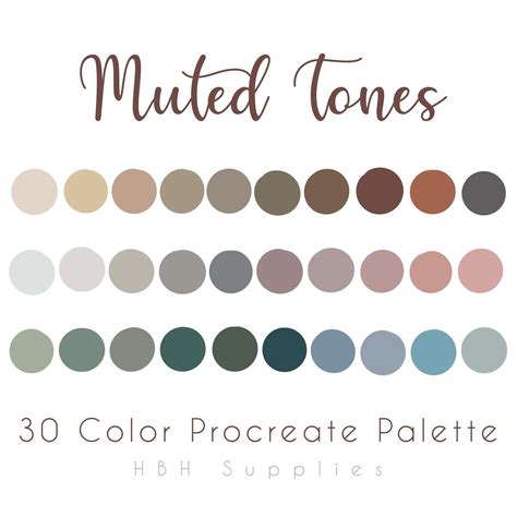 Mute Tones Procreate Palette HEX Codes Procreate Swatch - Etsy | Muted ...