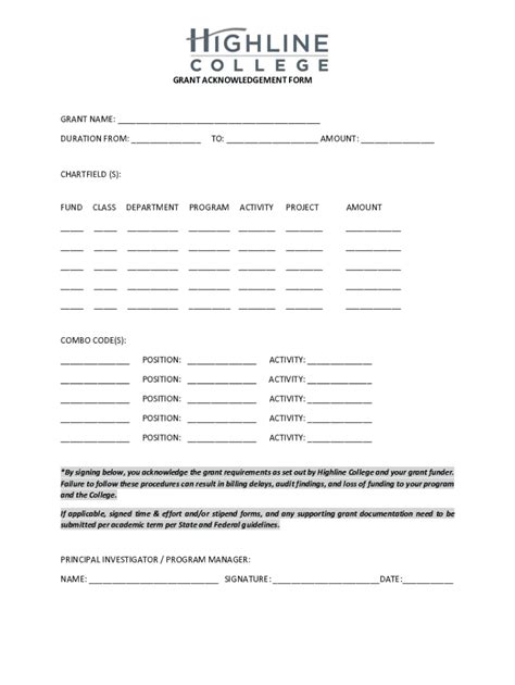 Grant Acknowledgement Form - Fill Out, Sign & Share Online | pdfFiller