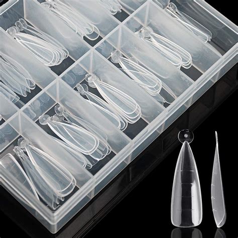 Buy Nail Dual Forms Stiletto Shape 120PCS Clear Full Cover Dual System ...