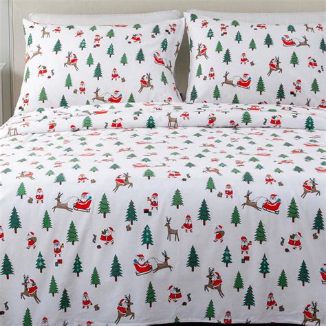 Amazon.com: Great Bay Home Christmas Flannel Sheet Set Twin Size - 100% ...