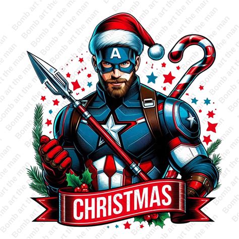 Captain America Noël clipart, conception de super héros du nouvel an, épouser Noël png, Captain ...