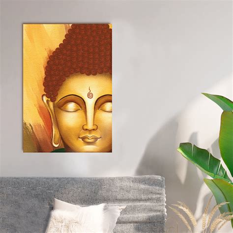 Calm Gautam Buddha Original Design Canvas Printed Wall Painting ...