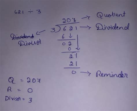 621÷3 divide and give quotient and remainder - Brainly.in