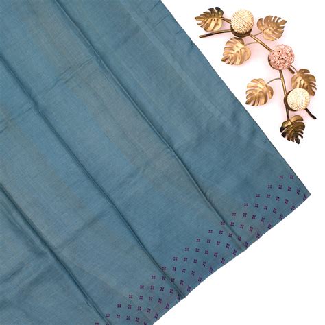 Blue Tussar Silk Saree with Kantha Work Design