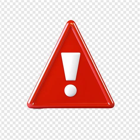 Red warning sign with exclamation mark on a transparent background ...