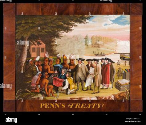 Edward Hicks’ 'Penn's Treaty with the Indians' (1830-1835) depicts the ...