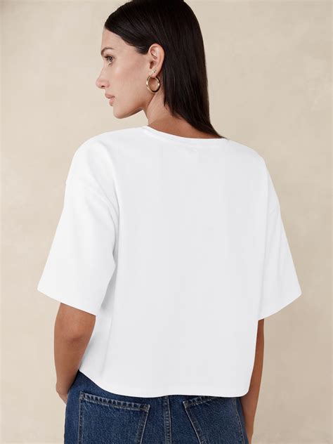 Banana Republic Heavy Cotton Boxy Crop T-Shirt International Shipping