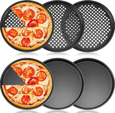 Amazon.com: Dandat 6 Pcs 12 Inch Pizza Pans for Oven Pizza Party Round ...