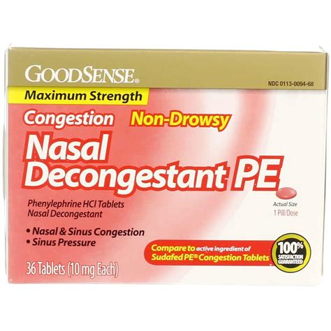 Good Sense Non-Drowsy Nasal Decongestant PE - 36 Tablets | Fast Relief for Congestion | Buy Now ...