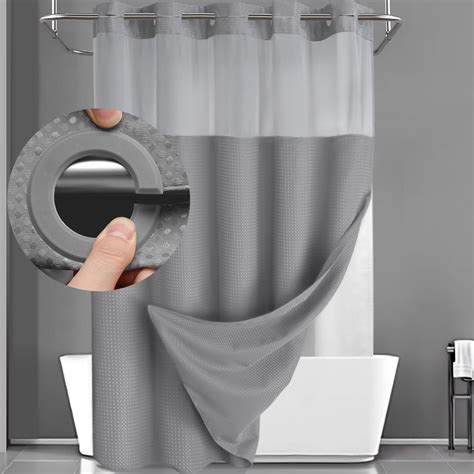 Amazon.com: EUTXL Grey Shower Curtain and Liner Set - 230GSM Waffle ...