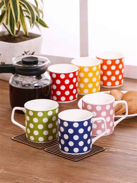 Buy Director Polkadot Coffee & Tea Mugs, 200ml, Set of 6 Online – Clay ...