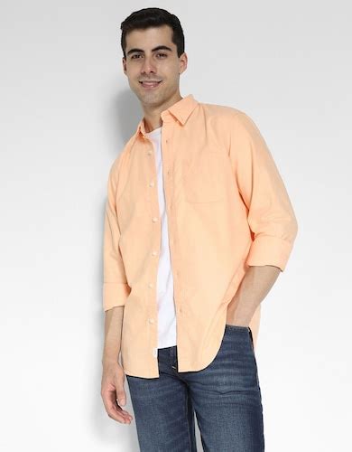 Buy American Eagle Men Peach Slim Fit Oxford Button-Up Shirt Online