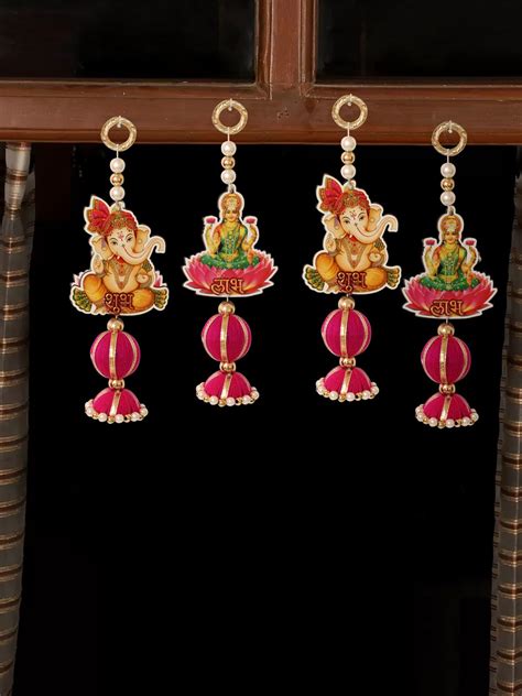 Buy | Set of 4 Shubh Labh Wall Door Hangings Latkan Toran | Tied Ribbons