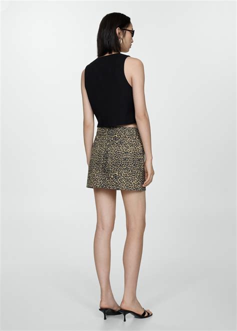 Leopard-print denim mini-skirt - Women | MANGO USA