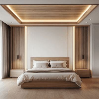 Indian Traditional Bedroom Ceiling Design With Wooden Panel And Beams