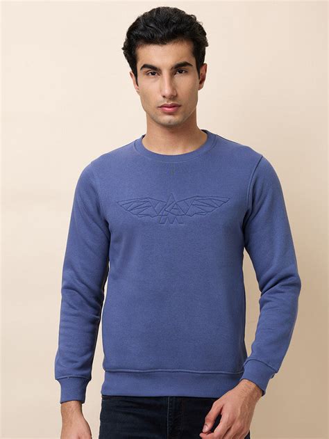 Park Avenue Men Blue Checks Slim Fit Polyester Blend Sweatshirt – MyRaymond