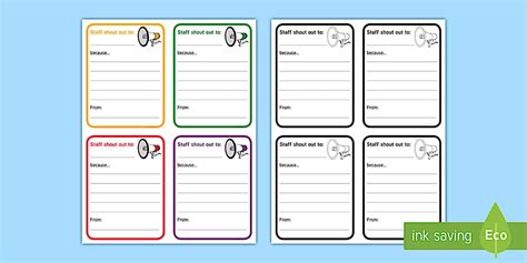 Staff Shout Out Cards | Resource | Twinkl USA