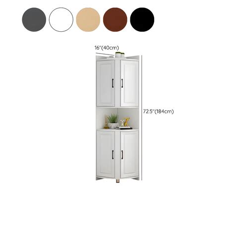 Modern Black Wood Corner Cabinet with 2 Cabinets and 6 Shelves - Black ...