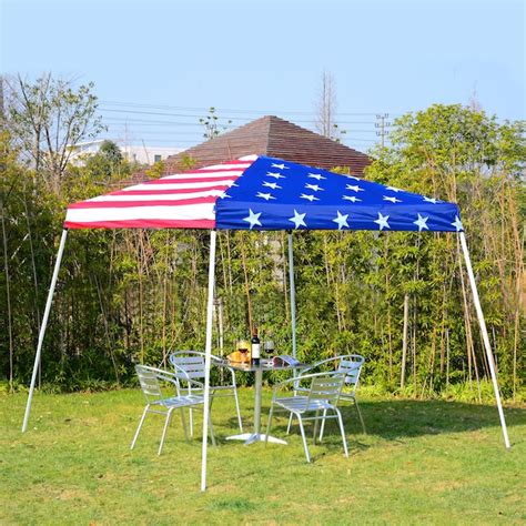 Outsunny 10' x 10' Pop Up Canopy Event Tent with American Flag Roof ...