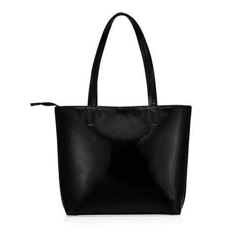 Buy Online Fastrack Tote in Patent Faux-Leather in Black ...
